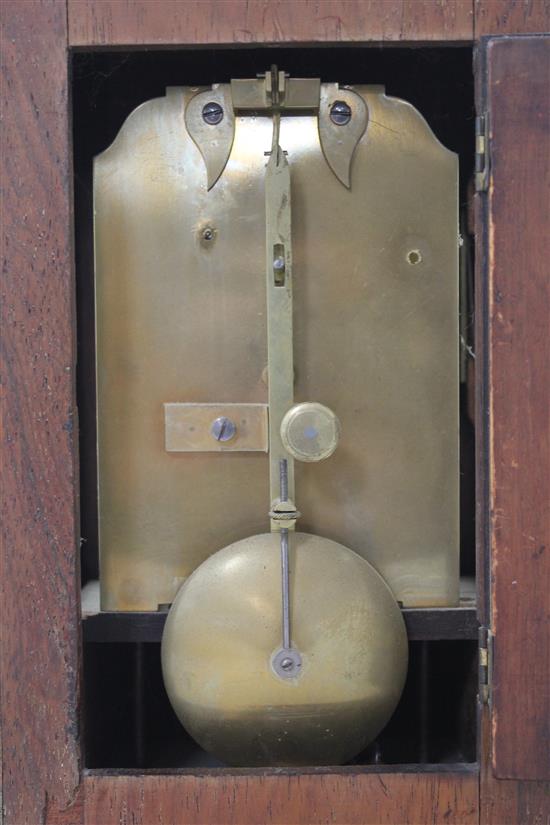 A Victorian rosewood mantel timepiece, 10.5in.